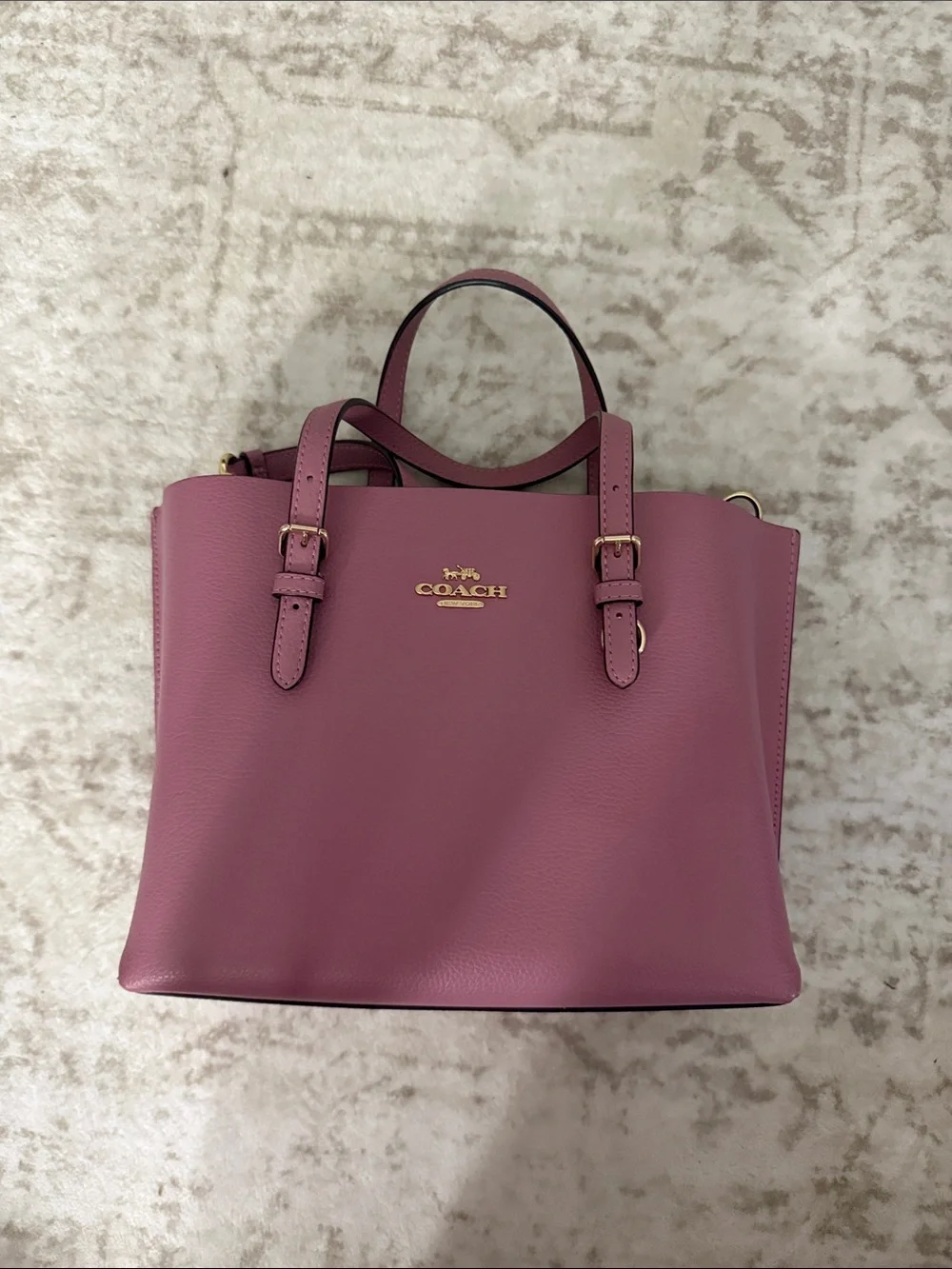 Authentic Coach Mauve Pink Pebbled Leather Satchel with Gold Hardware